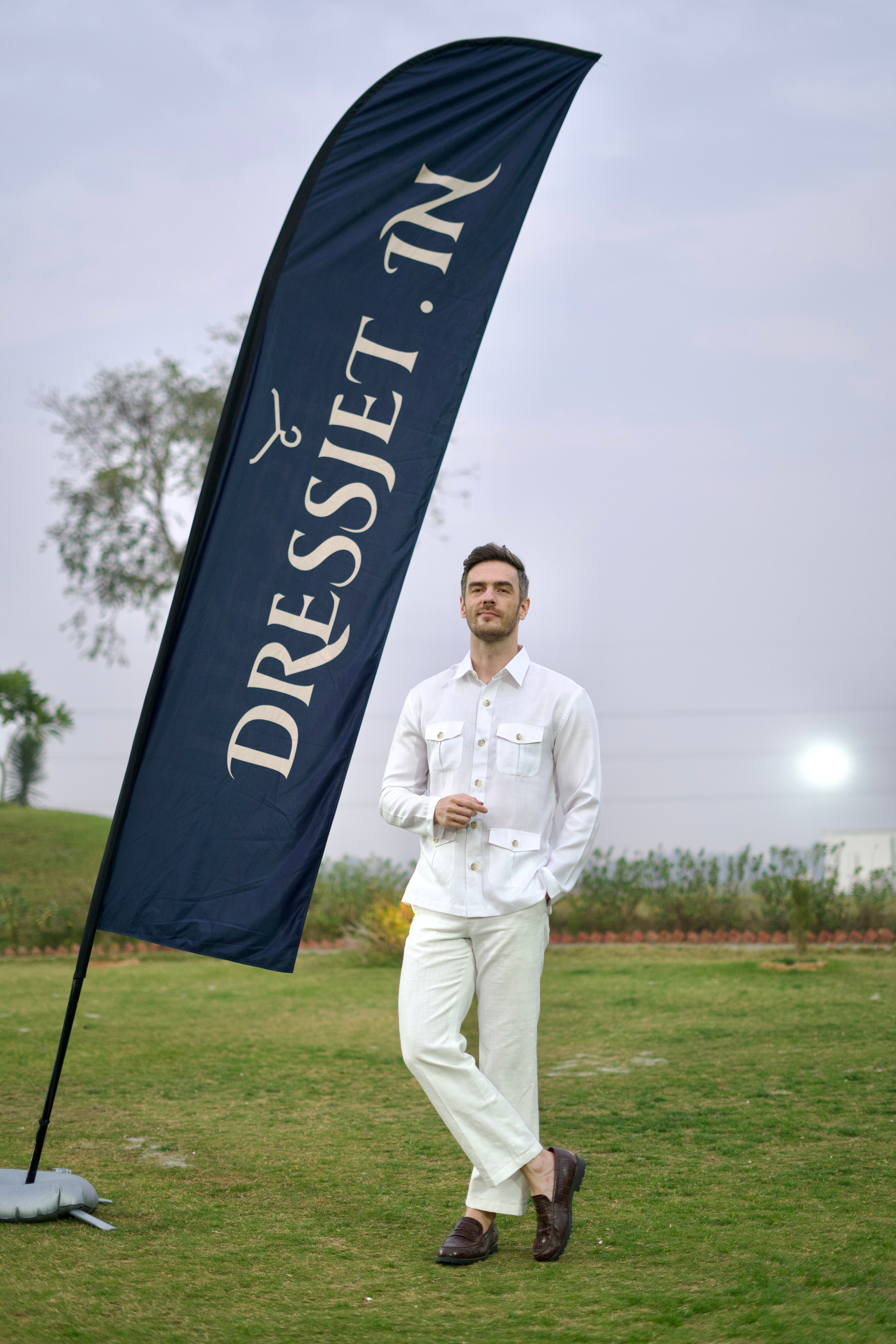 The White Cuffless Santa Monica Safari Shirt