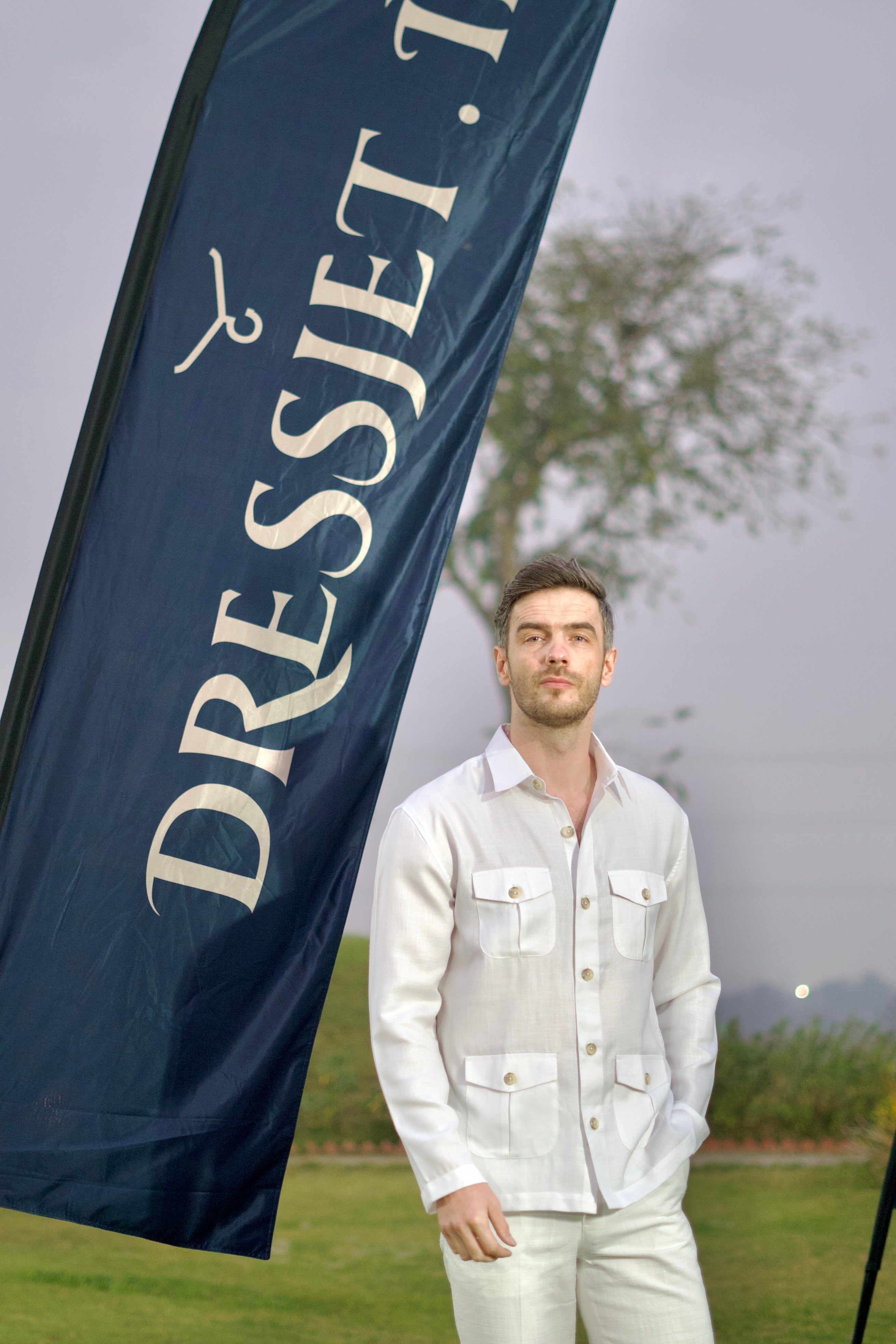 The White Cuffless Santa Monica Safari Shirt