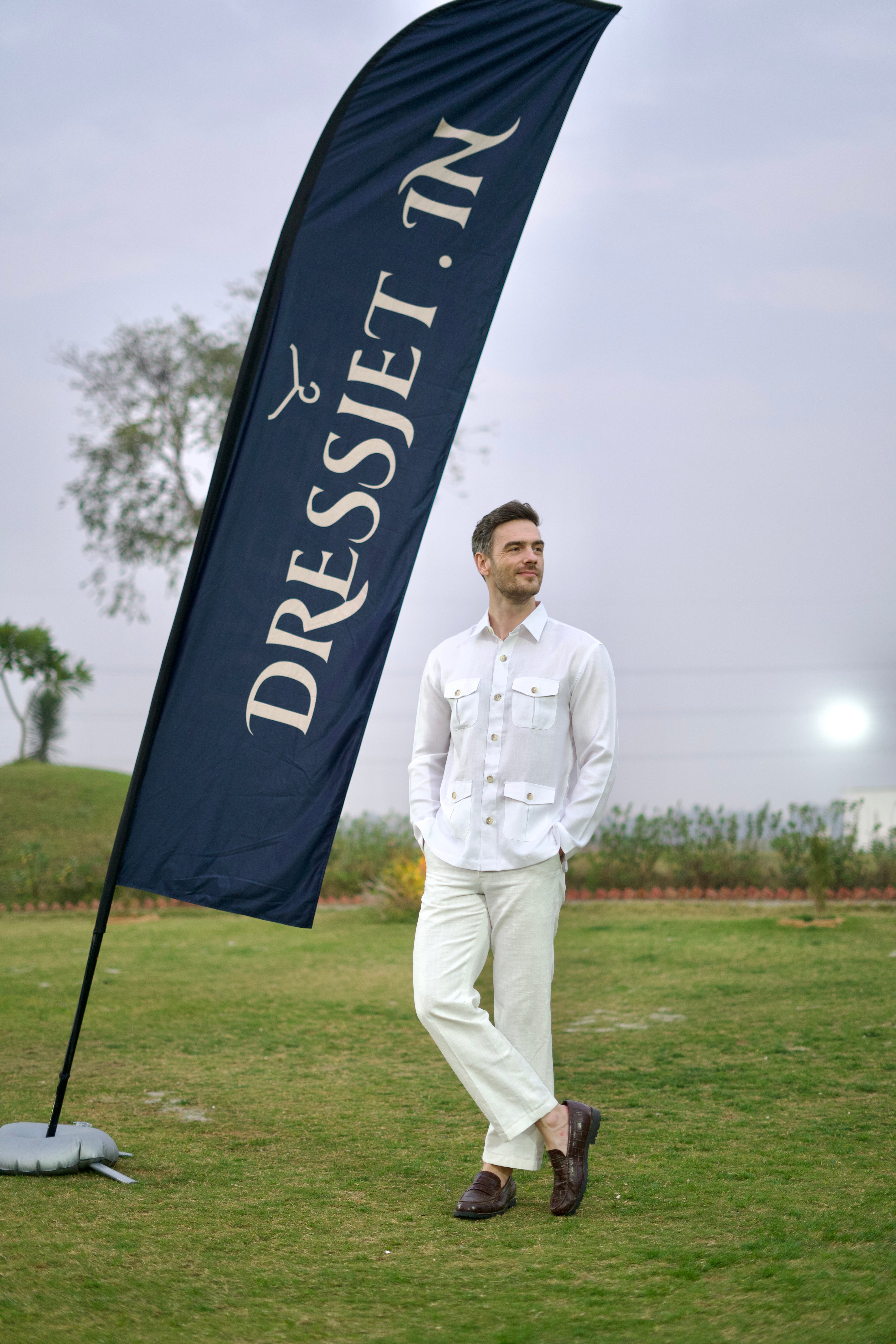 The White Cuffless Santa Monica Safari Shirt