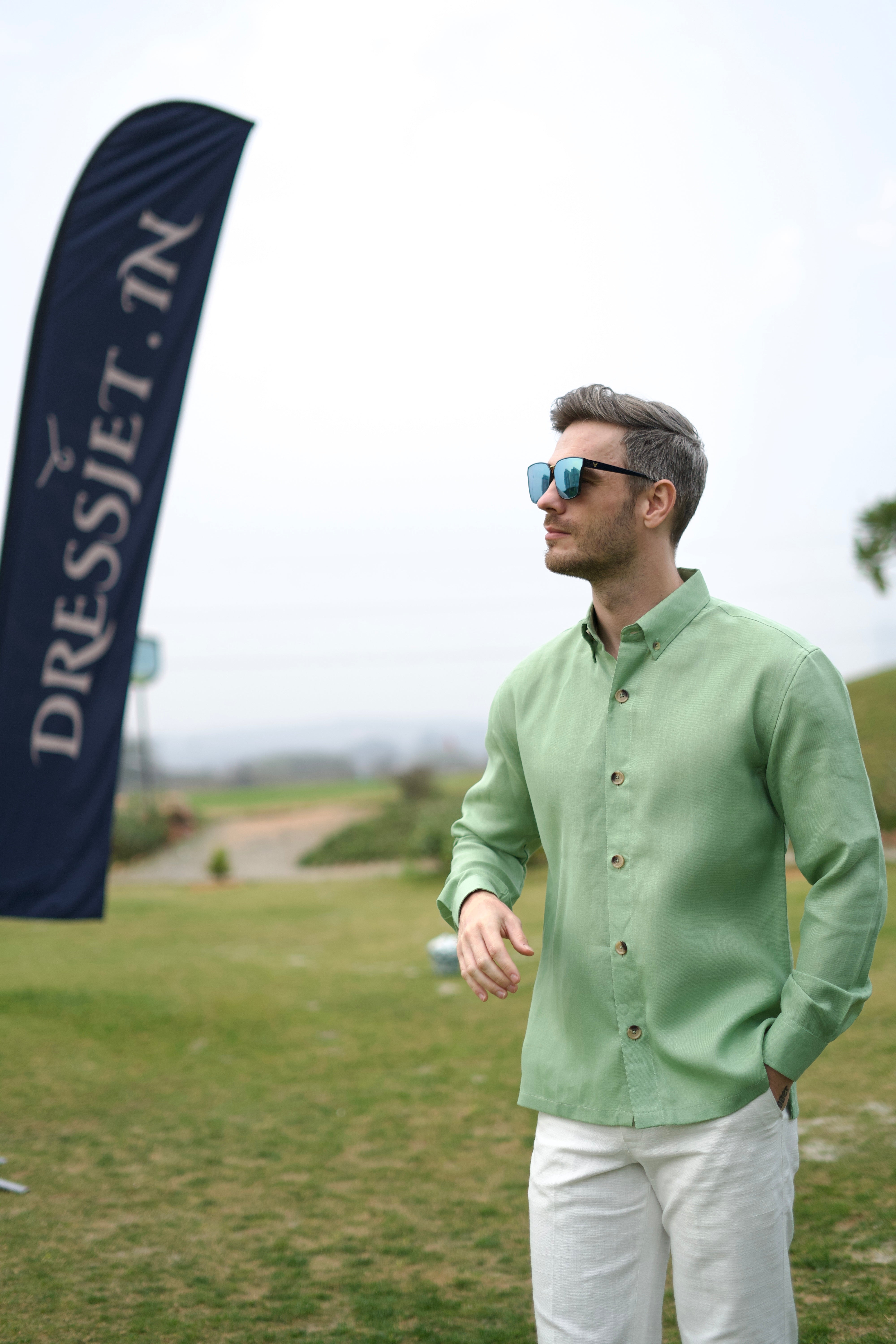 The Matcha Casablanca Style 5 Button Linen Blend Shirt