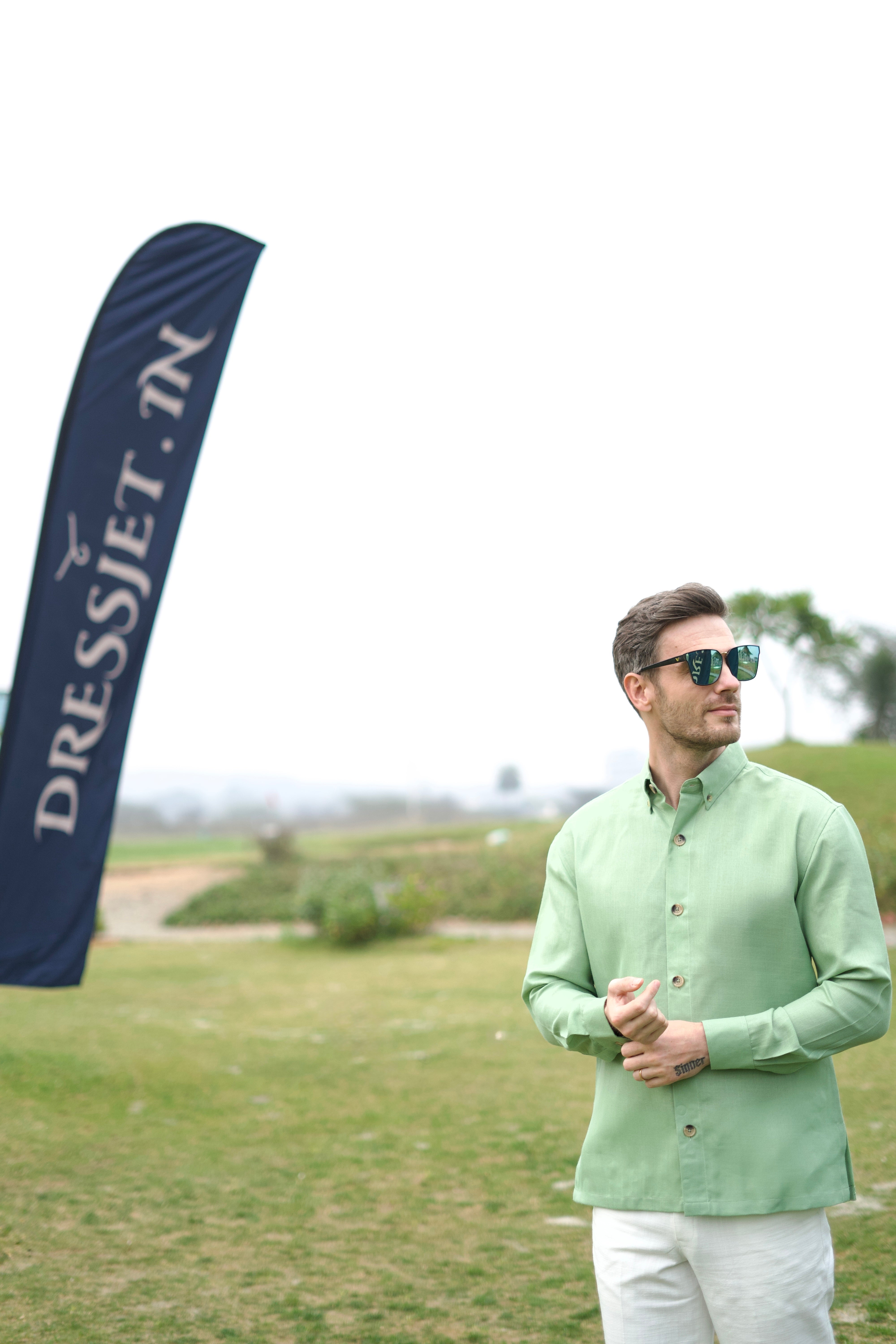 The Matcha Casablanca Style 5 Button Linen Blend Shirt