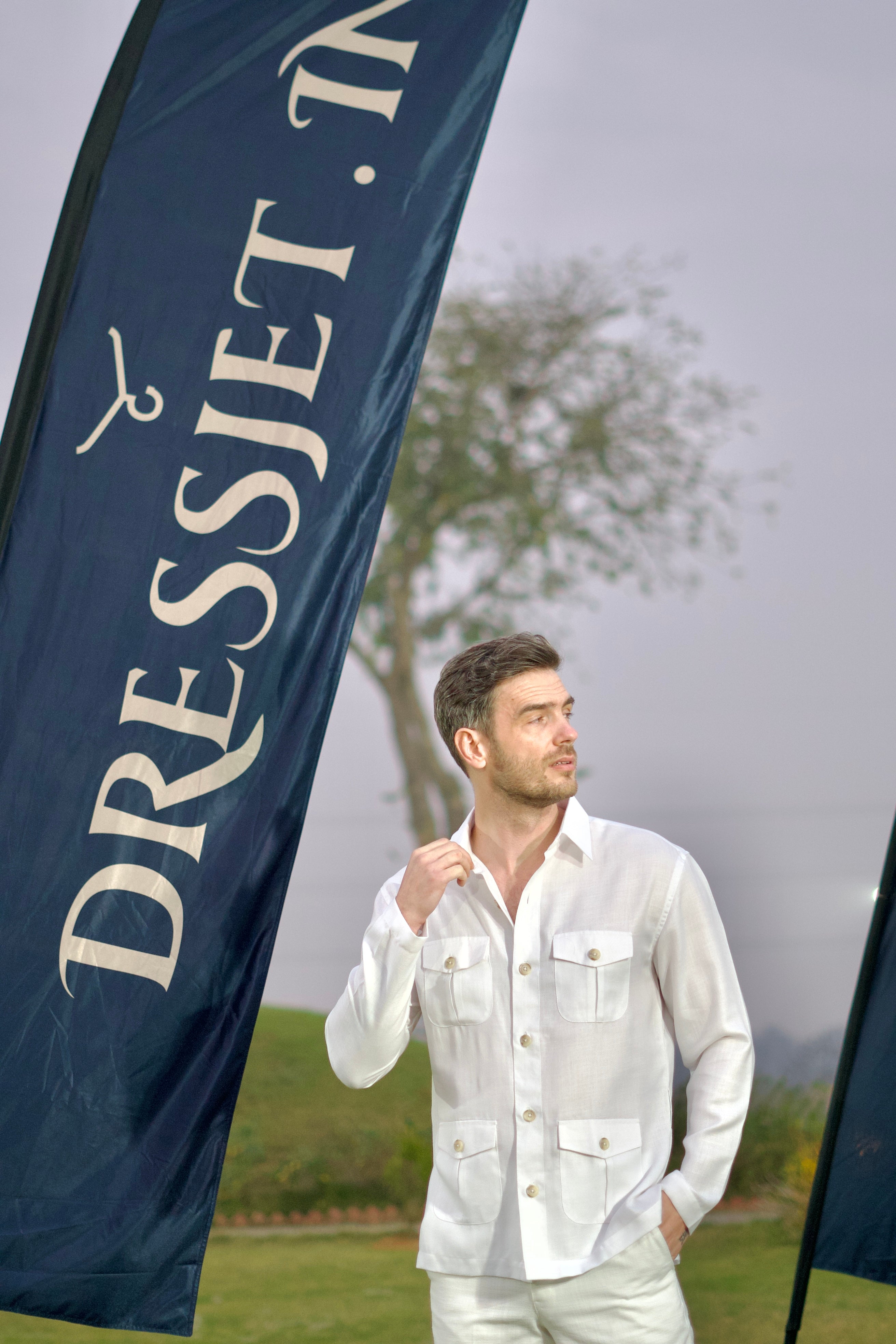 The White Cuffless Santa Monica Safari Shirt